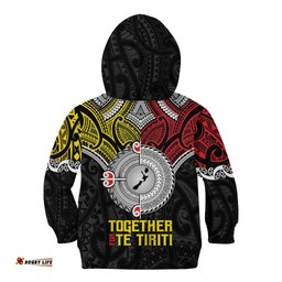 Aotearoa and Niue Mo Te Tiriti Kid Hoodie New Zealand Honour The Treaty Ake!Ake!Ake! LT9
