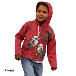 Aussie Kokaburra Waratah Christmas Kid Hoodie Aboriginal Dots Painting LT9