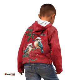 Aussie Kokaburra Waratah Christmas Kid Hoodie Aboriginal Dots Painting LT9