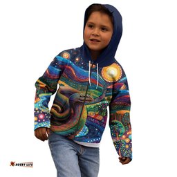 Aboriginal Dreamtime Rainbow Serpent Kid Hoodie LT9