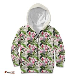 Aussie Pink Cockatoo Flowers Seamless Pattern Kid Hoodie LT9