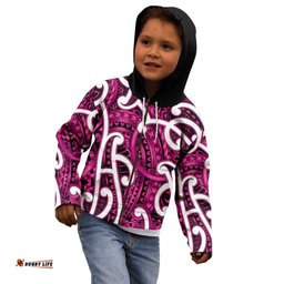 Aotearoa Maori Kowhaiwhai Kid Hoodie Mawhero Puhoro and Patiki LT9