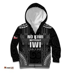 Aotearoa Toitu Te Tiriti Kid Hoodie No Kiwi Without Iwi LT05