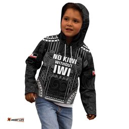 Aotearoa Toitu Te Tiriti Kid Hoodie No Kiwi Without Iwi LT05