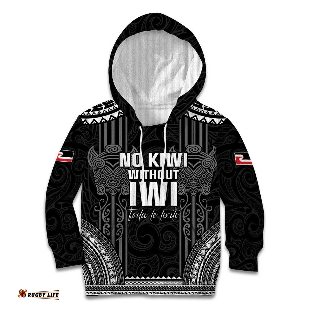 Aotearoa Toitu Te Tiriti Kid Hoodie No Kiwi Without Iwi LT05