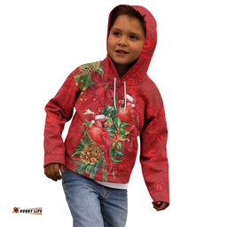 Aussie Red Cardinal Kid Hoodie Aboriginal Inspired Christmas LT9