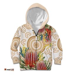 Australia Banksia Kid Hoodie Aussie Native Flowers Indigenous Art LT14