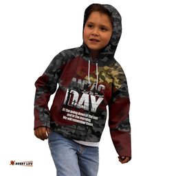 Australia ANZAC Day Kid Hoodie We Will Remember Them Poppy Camouflage LT14