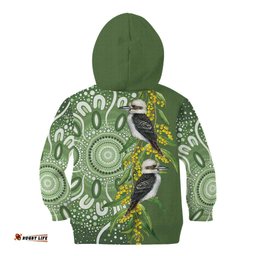 Aussie Kokaburra Golden Wattle Kid Hoodie Aboriginal with National Color LT9