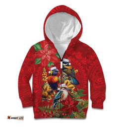 Aussie Native Bird Kid Hoodie Aboriginal Inspired Christmas LT9