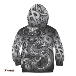 Aotearoa Maori Hei Tiki Kid Hoodie Kiwikiwi Kowhaiwhai Puhoro Motif LT9