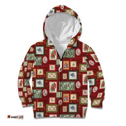 Aussie Birds Christmas La La Land Kid Hoodie Red Vintage Stamp Edition LT9