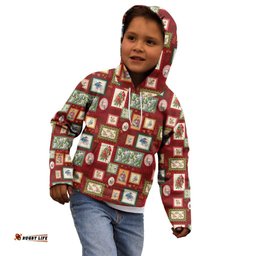 Aussie Birds Christmas La La Land Kid Hoodie Red Vintage Stamp Edition LT9