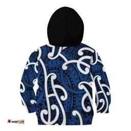 Aotearoa Maori Kowhaiwhai Kid Hoodie Kikorangi Puhoro and Patiki LT9