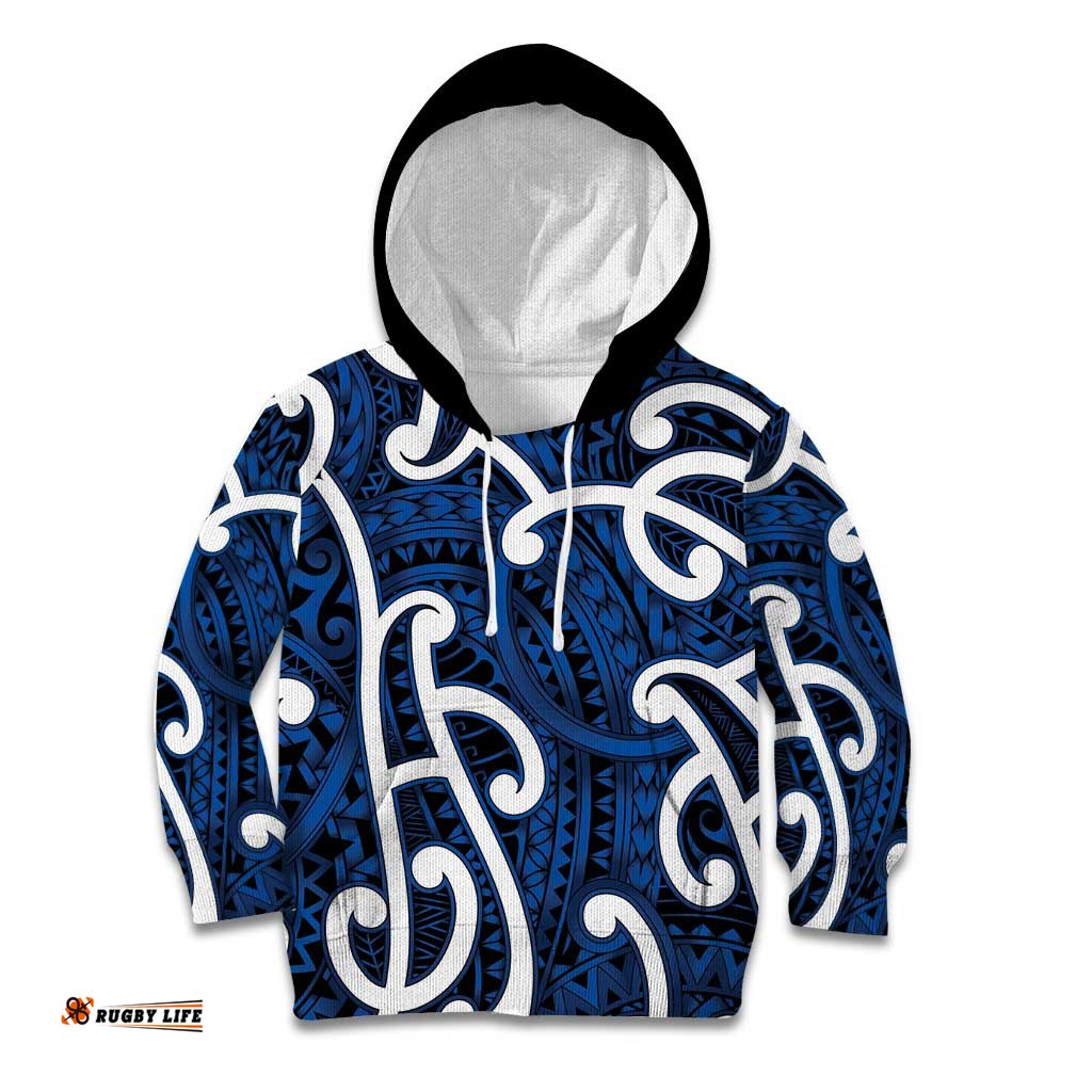 Aotearoa Maori Kowhaiwhai Kid Hoodie Kikorangi Puhoro and Patiki LT9