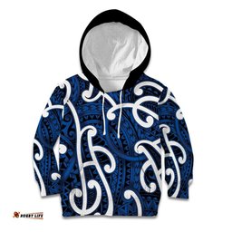Aotearoa Maori Kowhaiwhai Kid Hoodie Kikorangi Puhoro and Patiki LT9