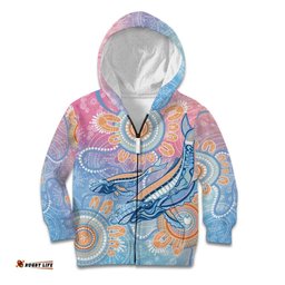 Aussie NAIDOC Week Pastel Kid Hoodie Dreaming Whales LT7