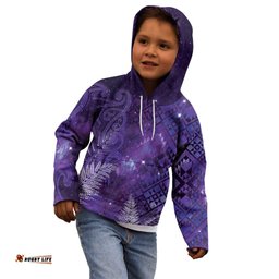 Aotearoa Taniko Matariki Kid Hoodie Cosmic Violet LT7