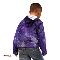 Aotearoa Taniko Matariki Kid Hoodie Cosmic Violet LT7