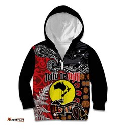 Aotearoa and Australia Toitu Te Tiriti Kid Hoodie Honour the Treaty - Te Tiriti Is Us LT03