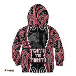 Aotearoa Waitangi Day Kid Hoodie Maori Warrior Tribal Tattoo LT05