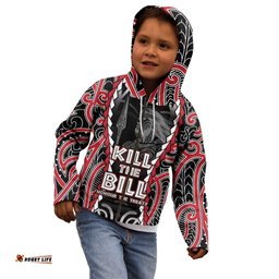 Aotearoa Waitangi Day Kid Hoodie Maori Warrior Tribal Tattoo LT05