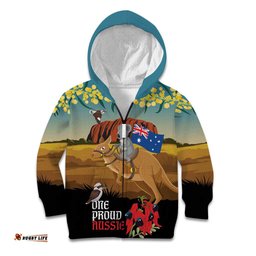 26 January One Proud Aussie Kid Hoodie Kangaroo and Koala Happy Australia Day LT9