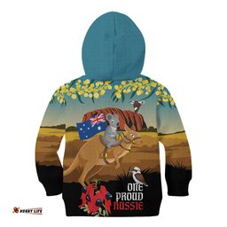 26 January One Proud Aussie Kid Hoodie Kangaroo and Koala Happy Australia Day LT9