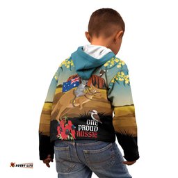 26 January One Proud Aussie Kid Hoodie Kangaroo and Koala Happy Australia Day LT9