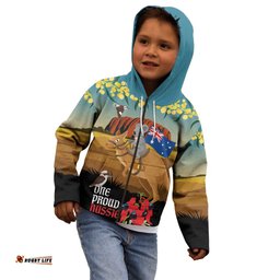 26 January One Proud Aussie Kid Hoodie Kangaroo and Koala Happy Australia Day LT9