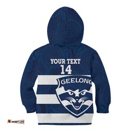AFL Cats Football Custom Kid Hoodie Geelong Proud Indigenous Art LT14