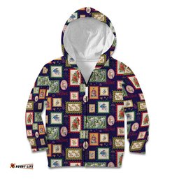 Aussie Birds Christmas La La Land Kid Hoodie Navy Blue Vintage Stamp Edition LT9