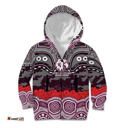 ANZAC Day Manly Warringah Sea Eagles Kid Hoodie Military Memorial Aboriginal Indigenous Art TS04