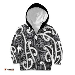Aotearoa Maori Kowhaiwhai Kid Hoodie Kiwikiwi Puhoro and Patiki LT9
