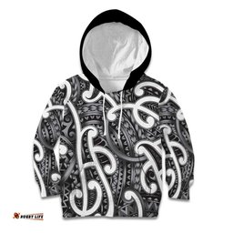 Aotearoa Maori Kowhaiwhai Kid Hoodie Kiwikiwi Puhoro and Patiki LT9