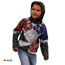 Aotearoa and Samoa Mo Te Tiriti Kid Hoodie Tangata Moana Stand with Tangata Whenua LT9