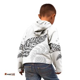 Aotearoa Personalized Lawn Bowls Maori Kid Hoodie New Zealand White Tribal Silver Fern LT7