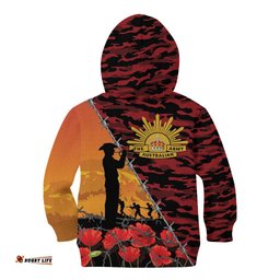 ANZAC Lest We Forget Kid Hoodie Australian Army Poppy Tribute LT15