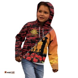ANZAC Lest We Forget Kid Hoodie Australian Army Poppy Tribute LT15