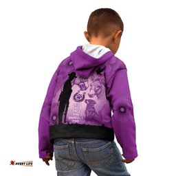 Australia Animals ANZAC Day Kid Hoodie Lest We Forget The Animals Too Purple Poppy LT14