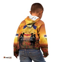 ANZAC Day Kid Hoodie Remembrance Tribute Soldiers And Poppy Field LT05