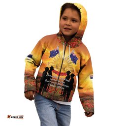 ANZAC Day Kid Hoodie Remembrance Tribute Soldiers And Poppy Field LT05