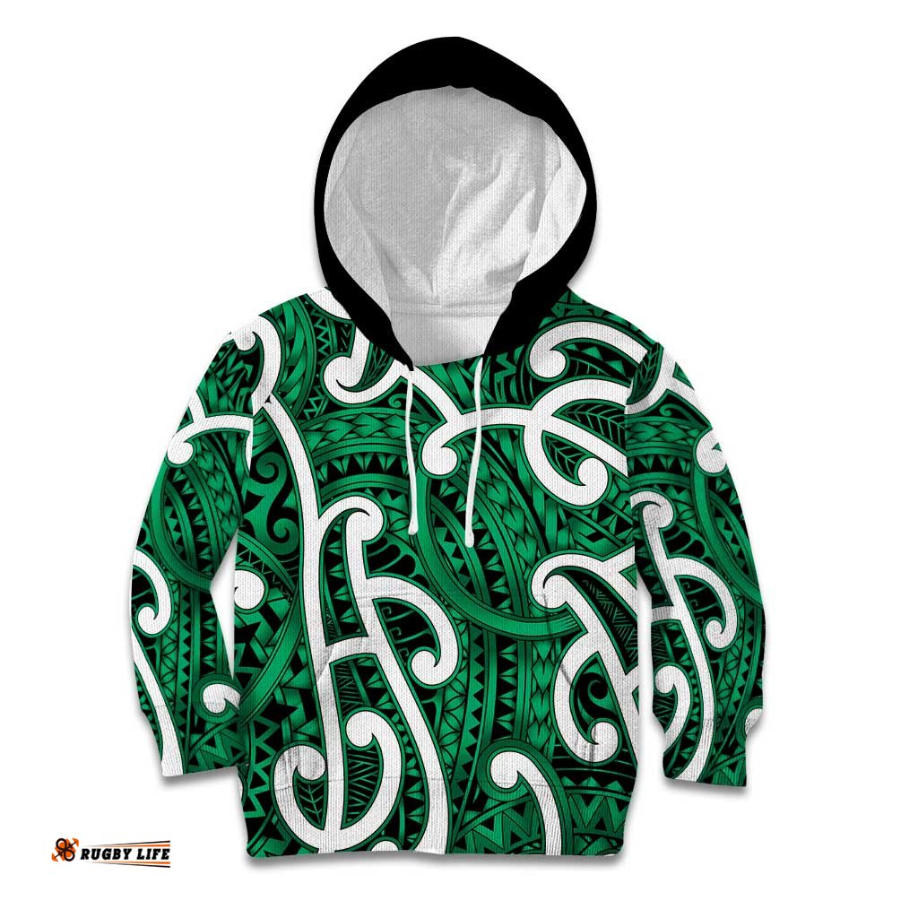 Aotearoa Maori Kowhaiwhai Kid Hoodie Kakariki Puhoro and Patiki LT9