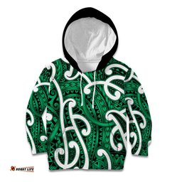 Aotearoa Maori Kowhaiwhai Kid Hoodie Kakariki Puhoro and Patiki LT9