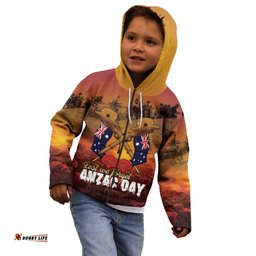 ANZAC Day Lest We Forget Kid Hoodie Australian Veterans Remembrance Tribute LT18