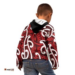 Aotearoa Maori Kowhaiwhai Kid Hoodie Whero Puhoro and Patiki LT9