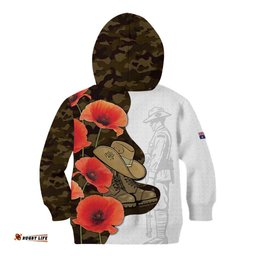 Australia ANZAC Day Kid Hoodie Boots And Slouch Hat Lest We Forget LT14
