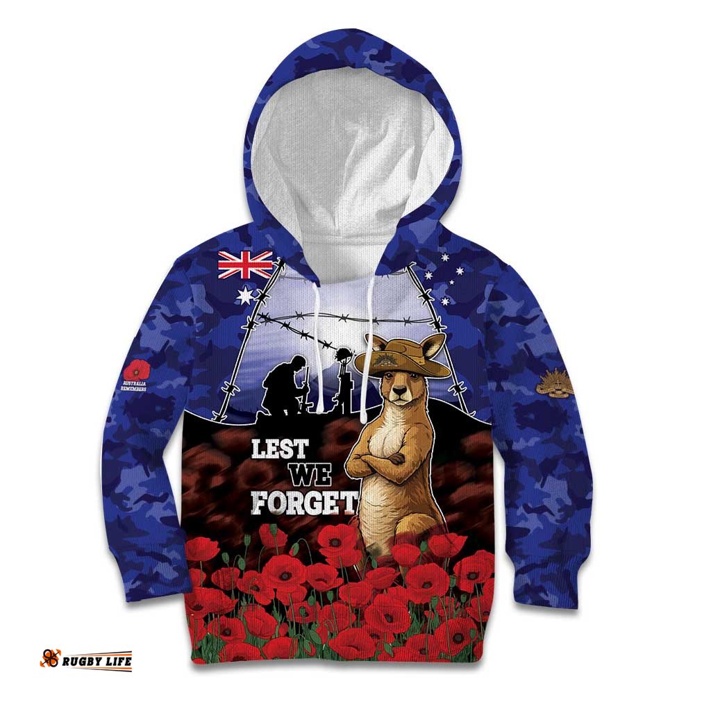 ANZAC Day Kid Hoodie Lest We Forget DT05