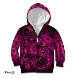 Aotearoa Maori Hei Tiki Kid Hoodie Mawhero Kowhaiwhai Puhoro Motif LT9