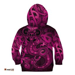 Aotearoa Maori Hei Tiki Kid Hoodie Mawhero Kowhaiwhai Puhoro Motif LT9